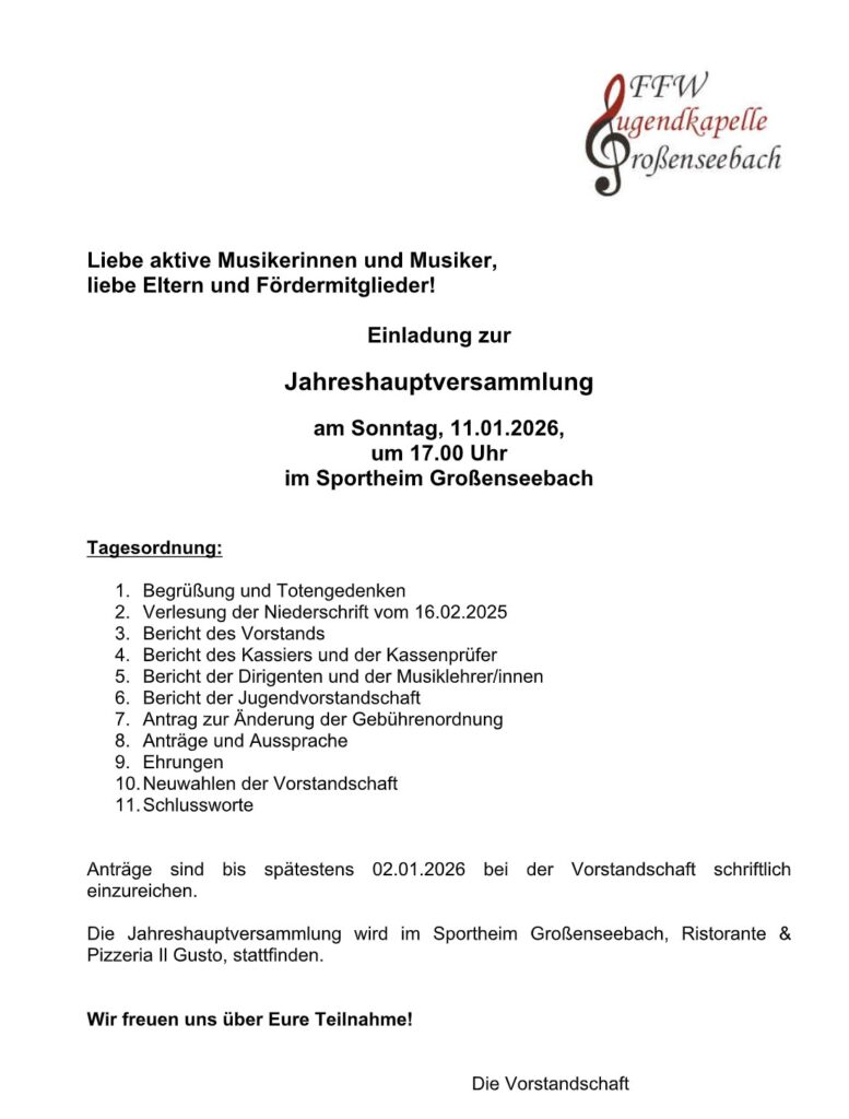 Jahreshauptversammlung 2026